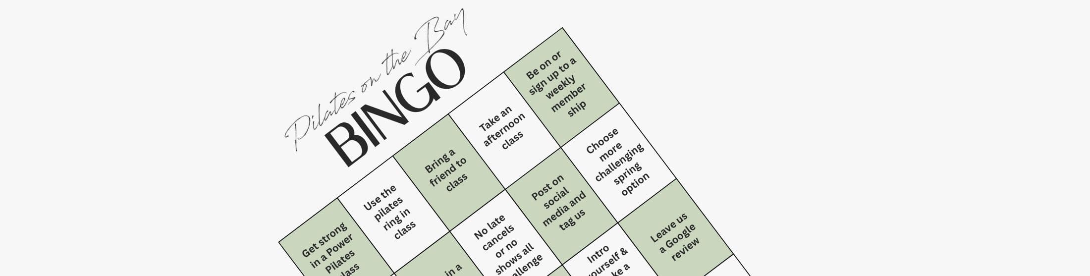 Pilates on the Bay Bingo Challenge: 11 May - 7 Jun